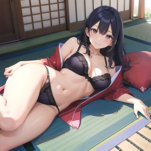 日光浴する女性