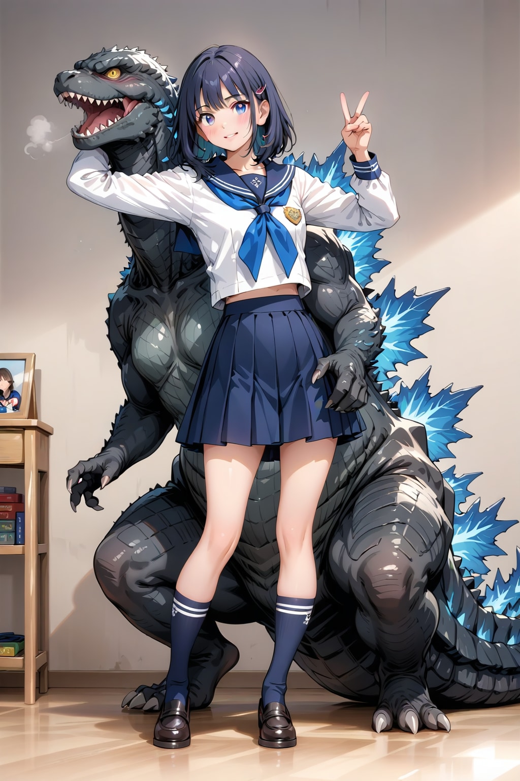 セーラー服のゴジラは分離 | の人気AIイラスト・グラビア