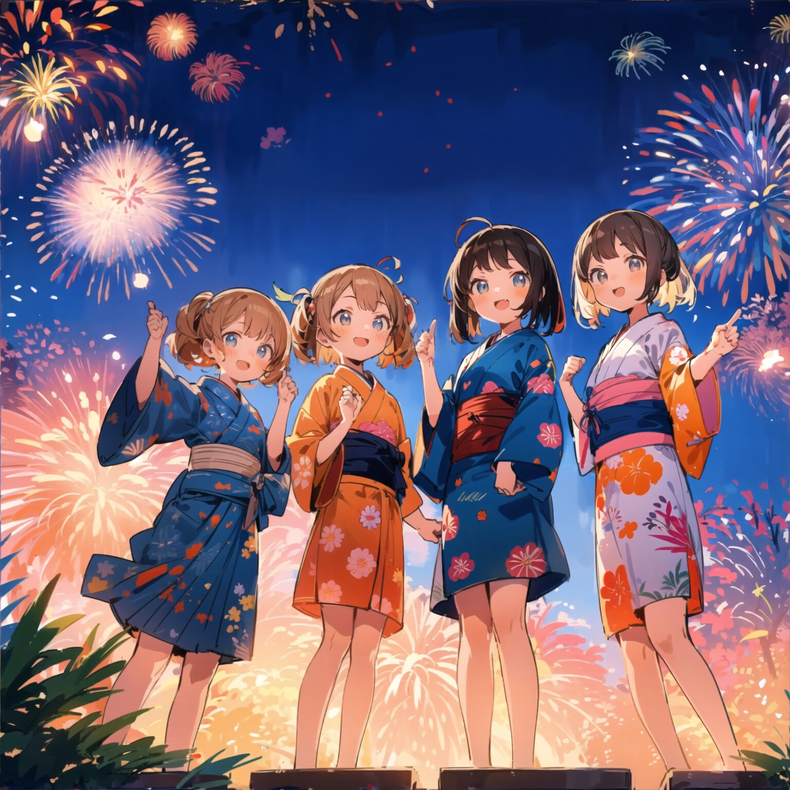 浴衣で花火