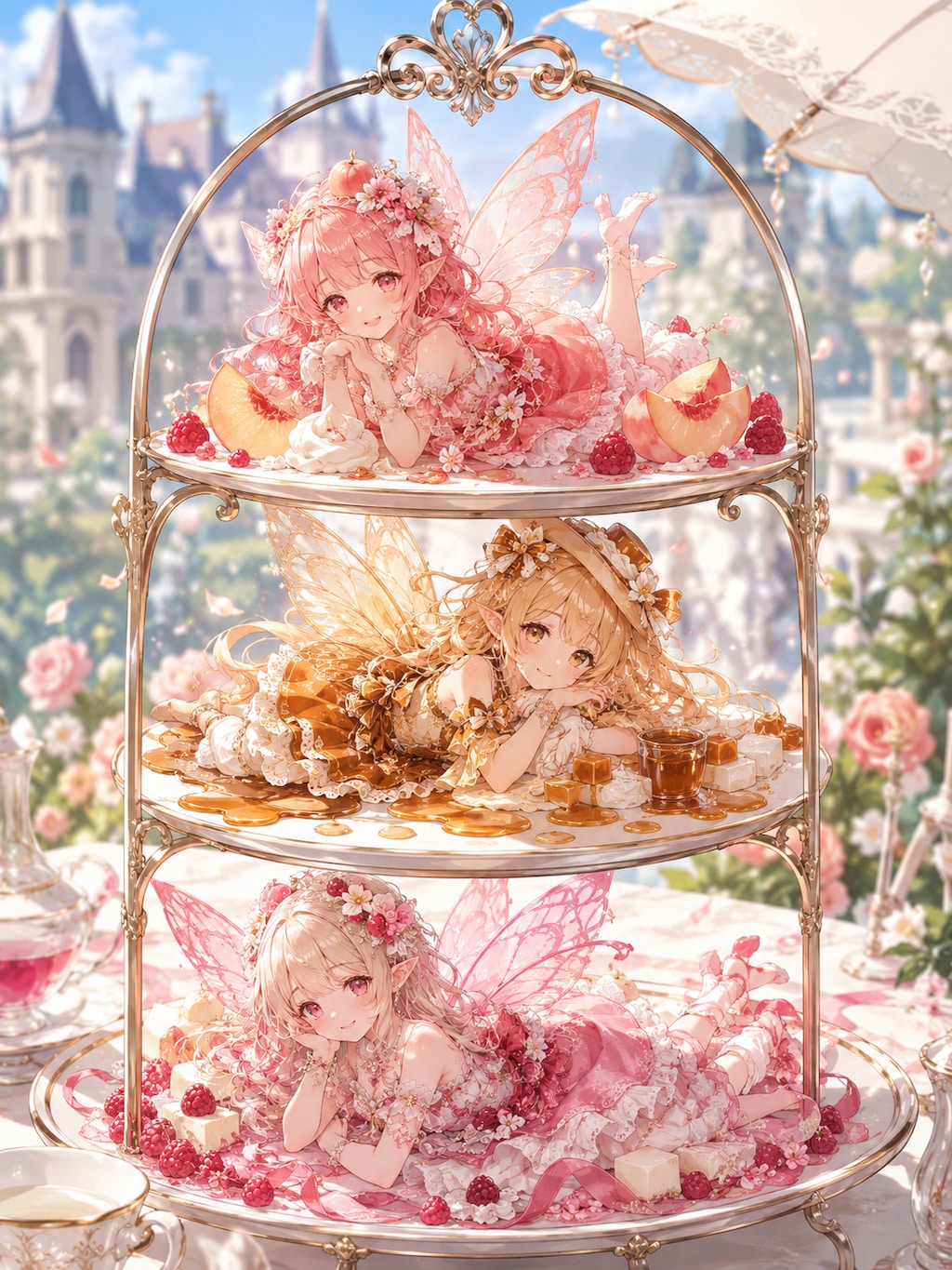 アイスクリームの妖精たち(三段重ね)