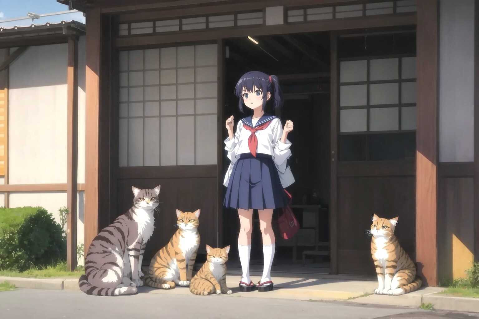 猫たちのお見送り | の人気AIイラスト・グラビア