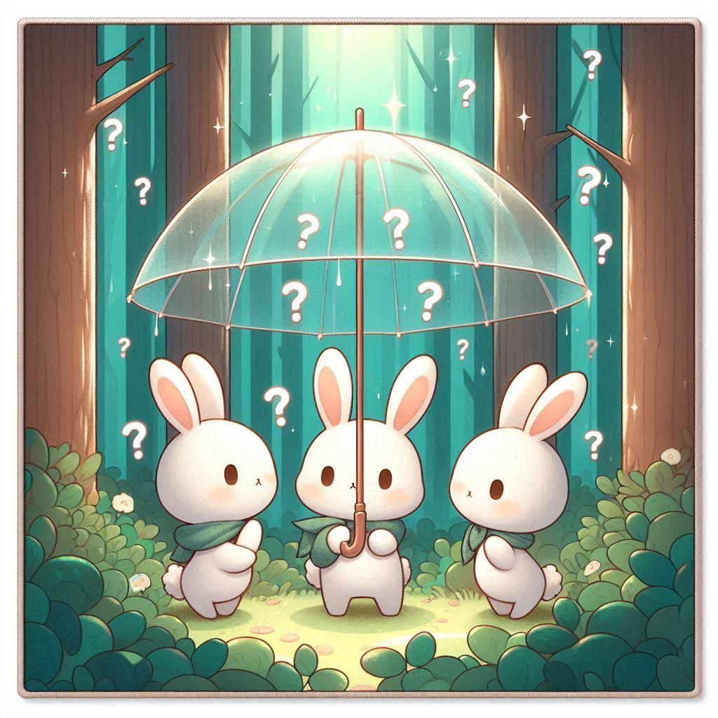 ビニール傘とウサギ | の人気AIイラスト・グラビア