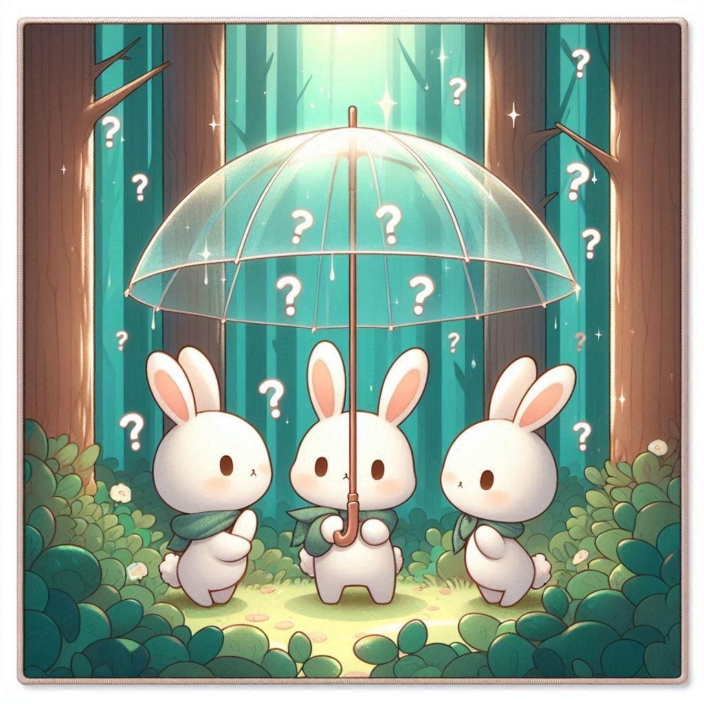 ビニール傘とウサギ