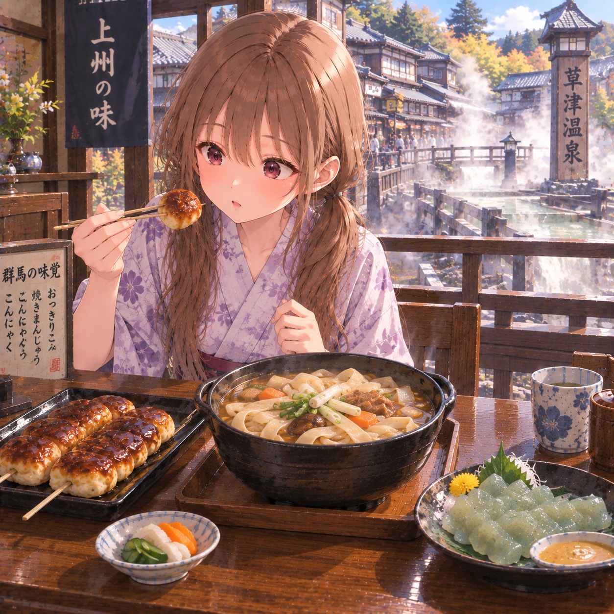 梢とランチ（９０）草津良いとこ一度はおいで：群馬 | の人気AIイラスト・グラビア