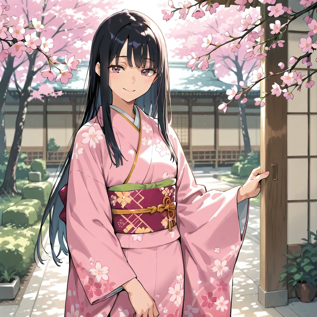 桜と黒髪ロングさんと | の人気AIイラスト・グラビア