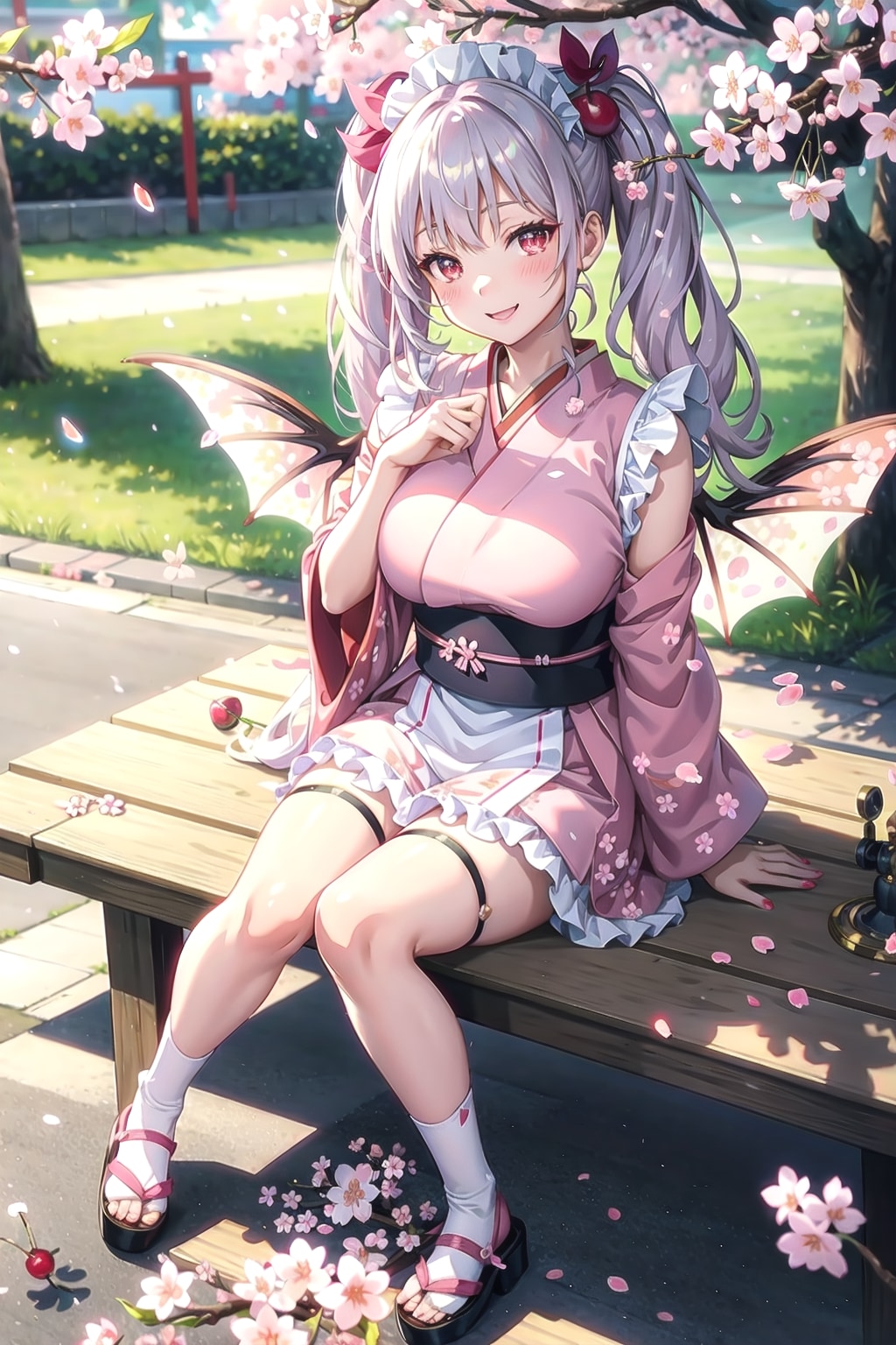 ピンク和風メイドになった女王陛下