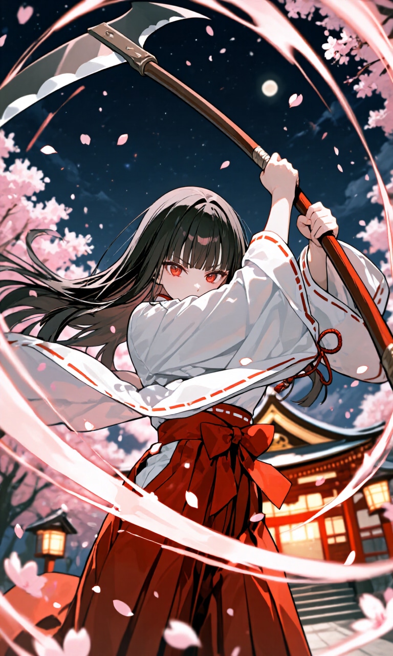大鎌女子　夜桜嵐 | の人気AIイラスト・グラビア