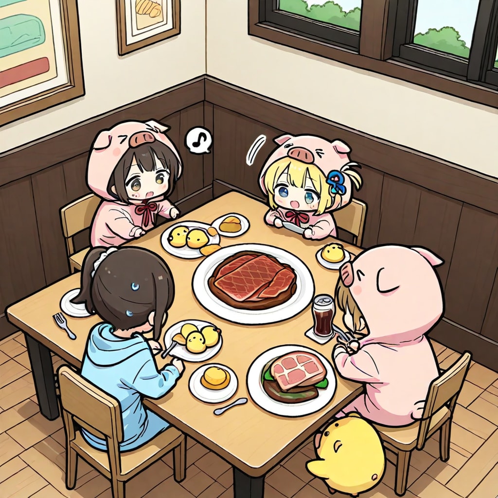 みんなで食事🐷