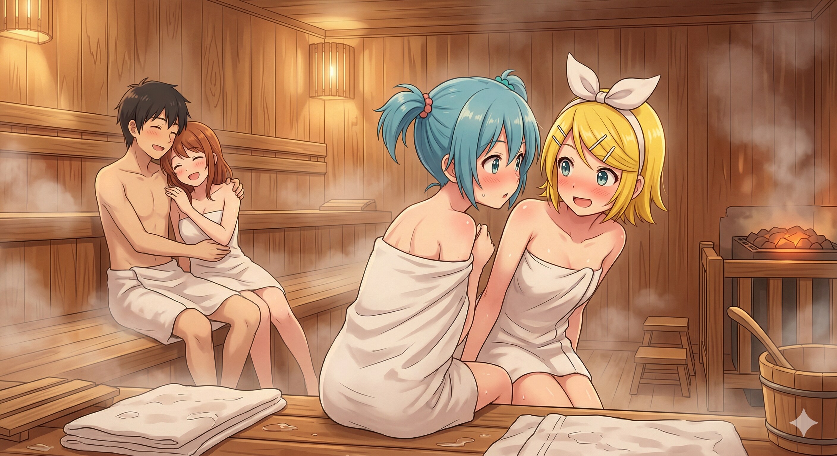サウナにミクさんとリンさん