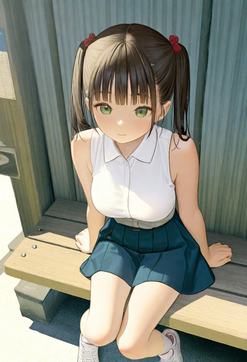 バス停で