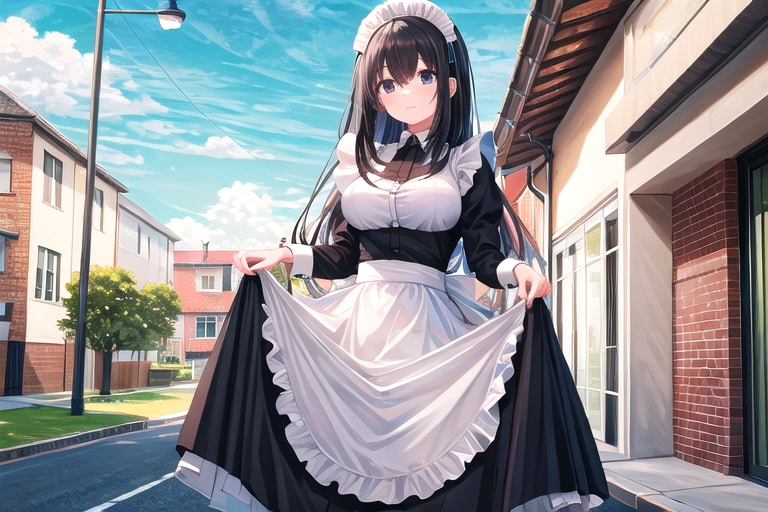 黒髪メイドFROST | の人気AIイラスト・グラビア