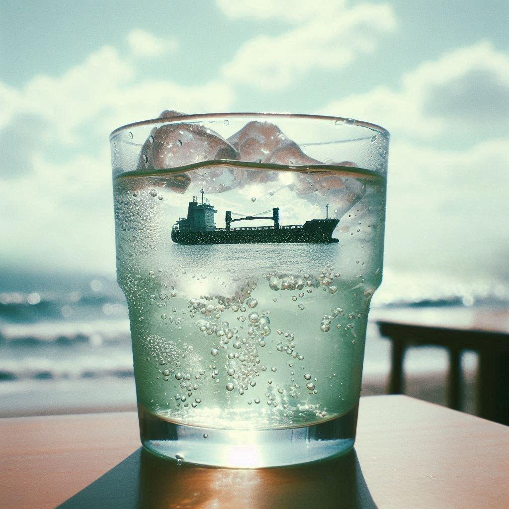 炭酸水の中を……
