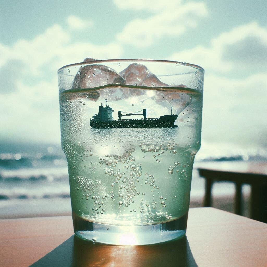 炭酸水の中を……