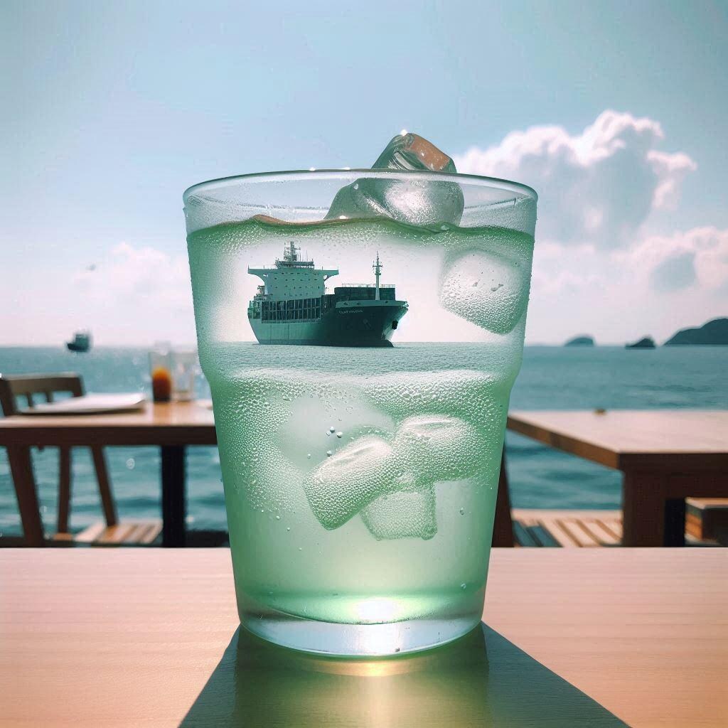 炭酸水の中を……
