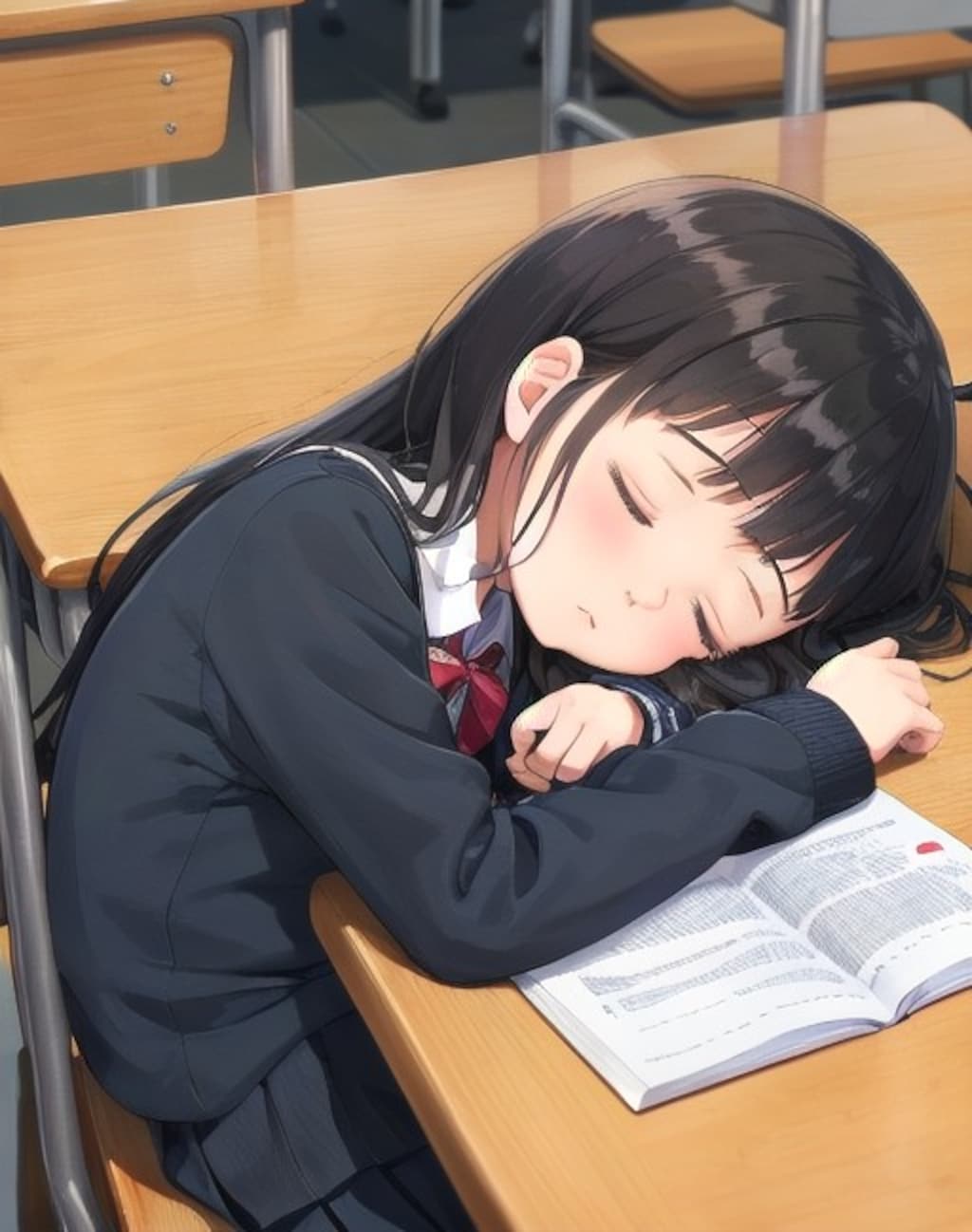 入学早々居眠りをする女の子