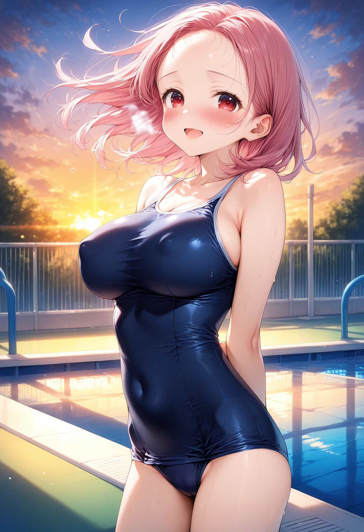 ピンク髪 スク水