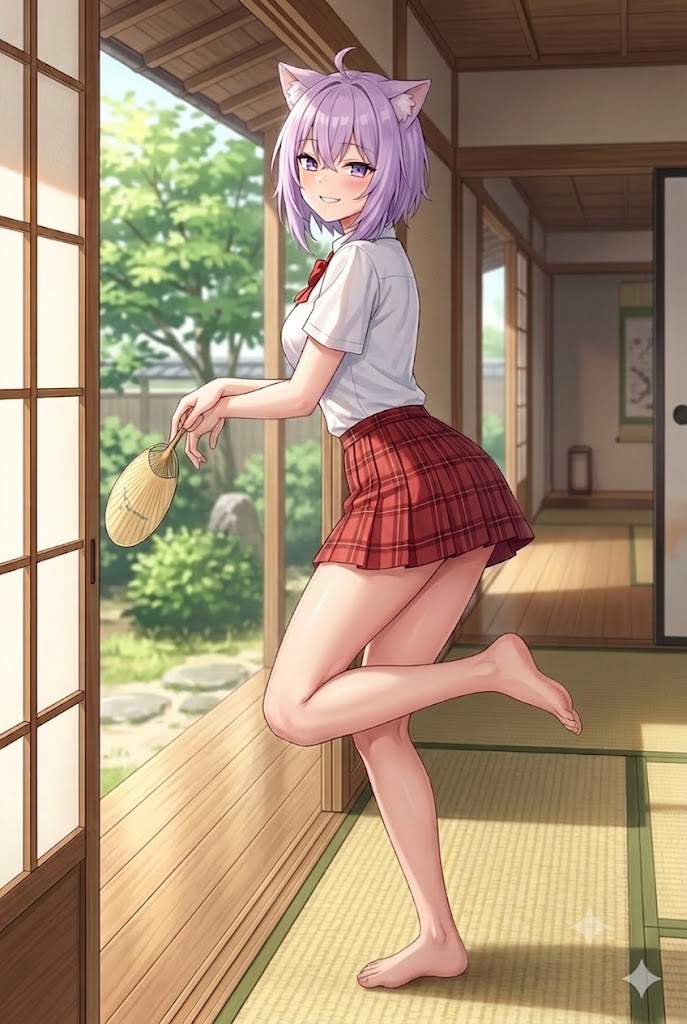 和室と制服のシス
