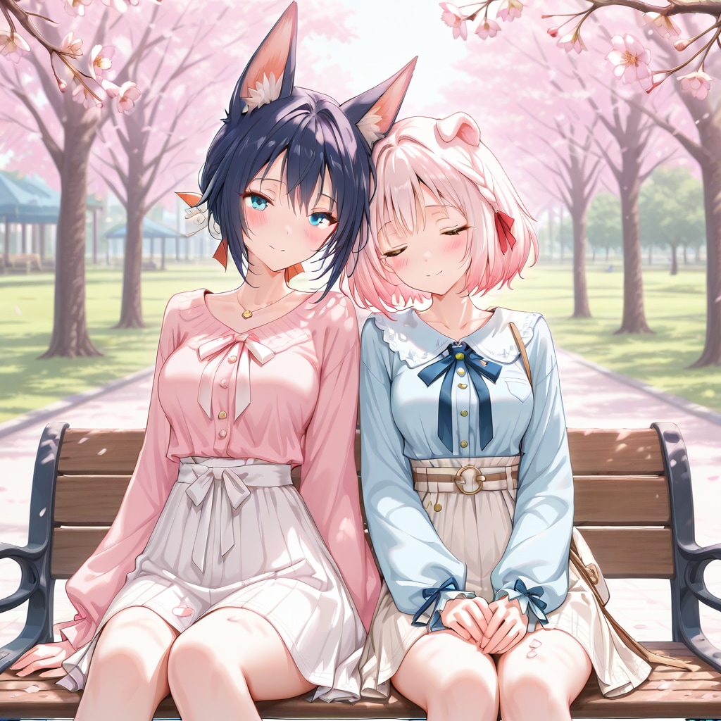 桜咲く公園で | の人気AIイラスト・グラビア