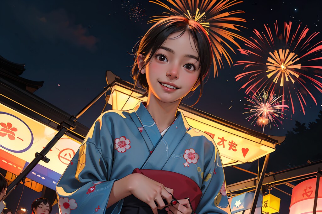 浴衣で夏祭り