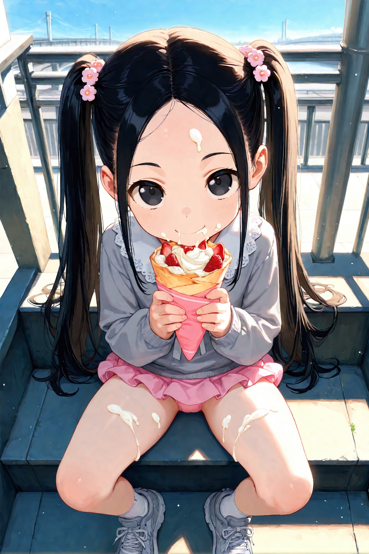 クレープを食べているだけ
