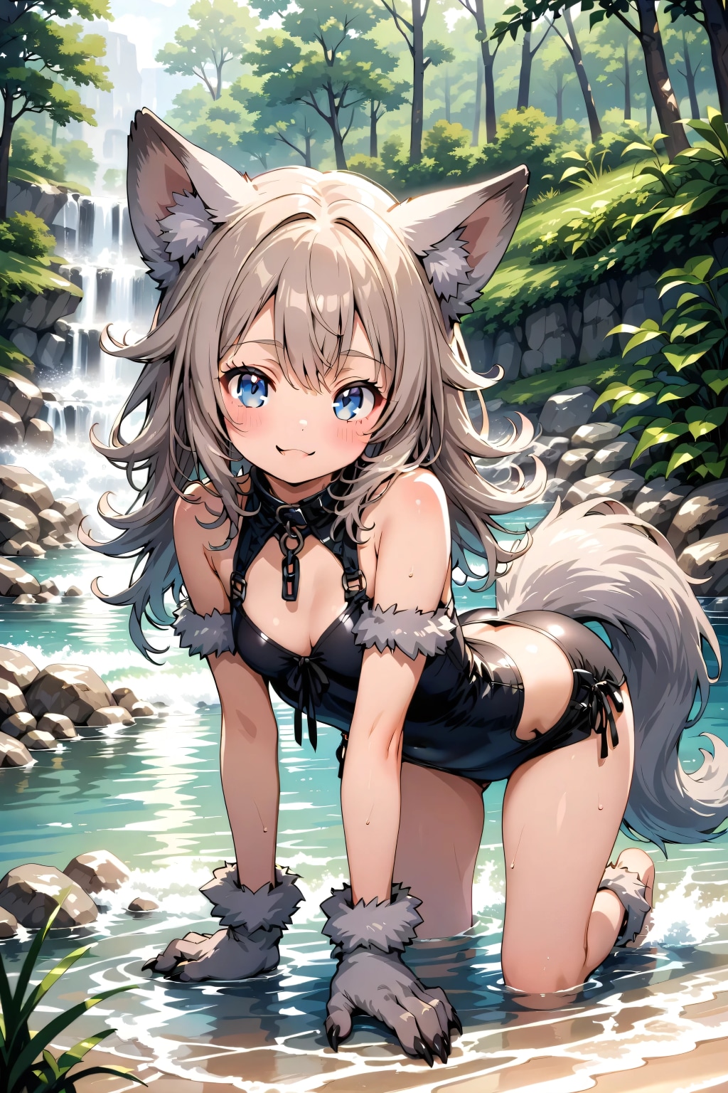 狼娘の水遊び