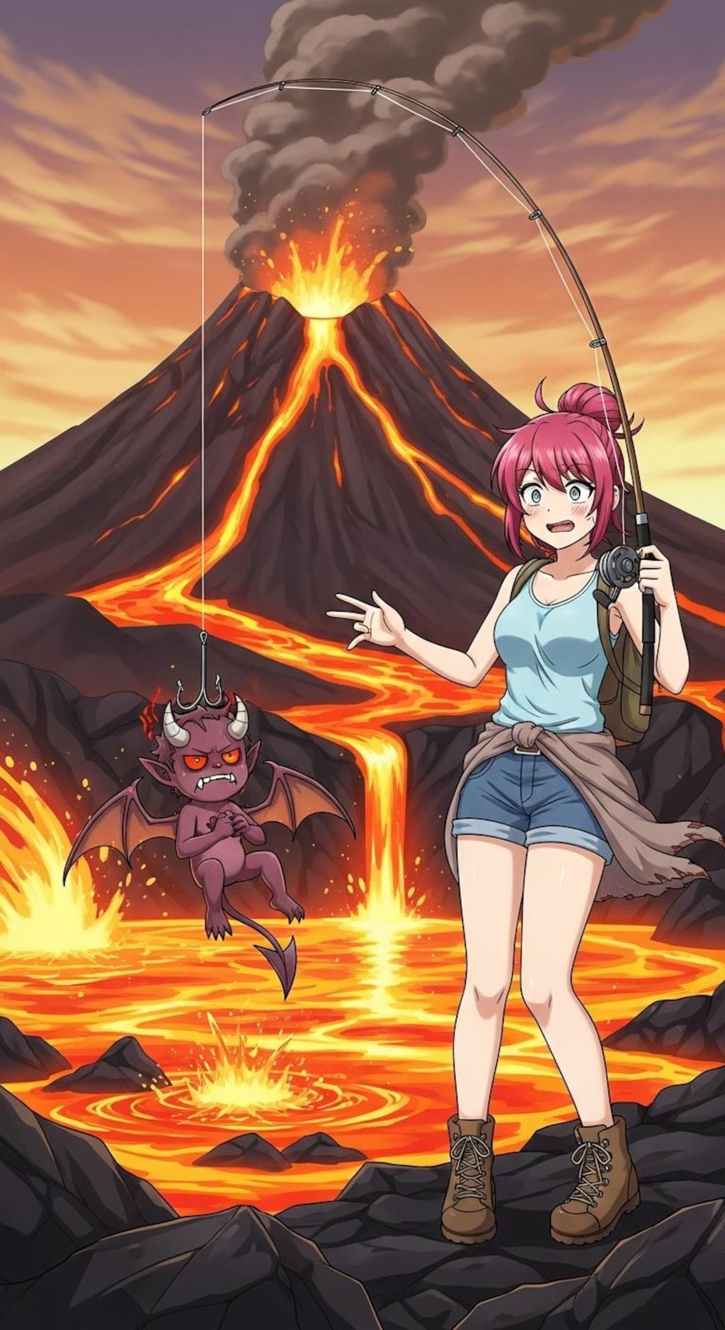 [がぞうあげます]火山で釣りをする