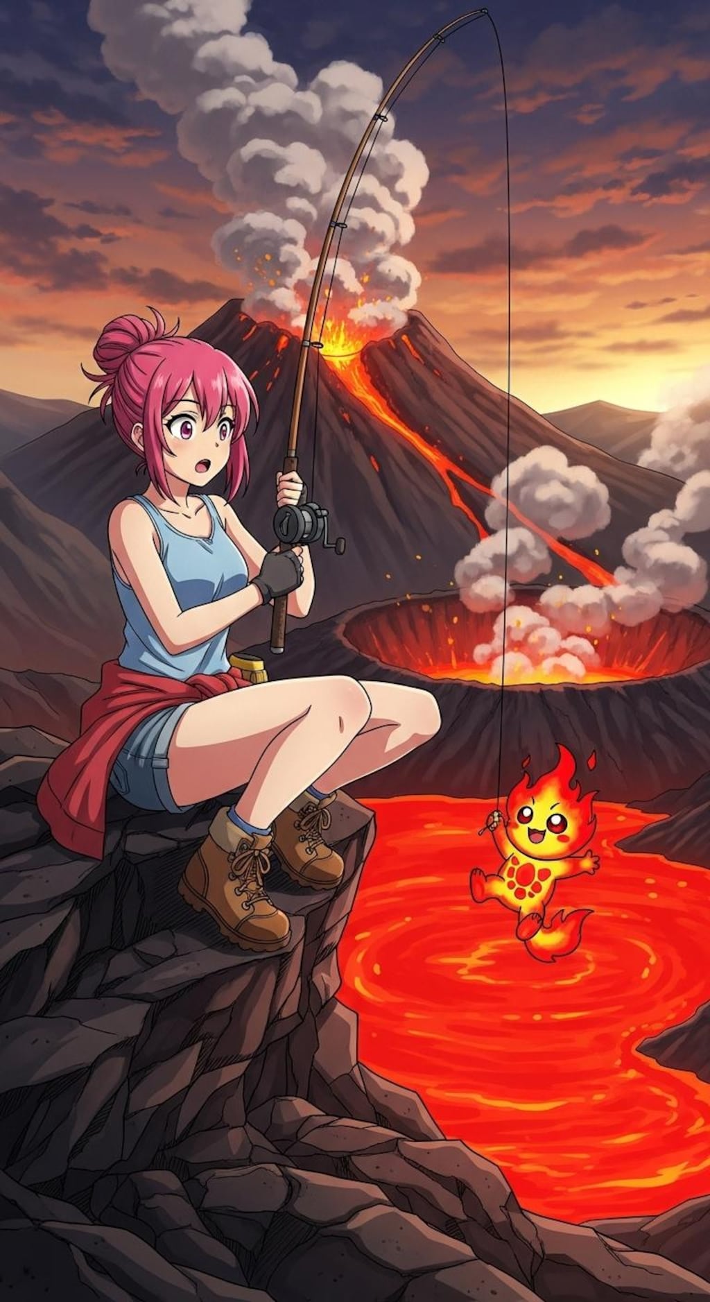 [がぞうあげます]火山で釣りをする