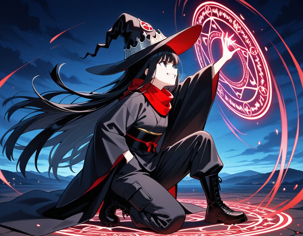 魔法放射直前の魔女さん