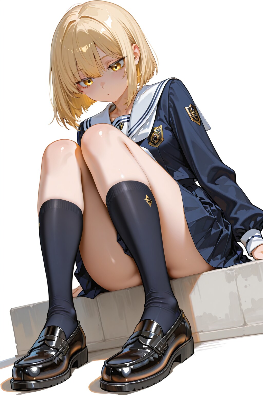 金髪ボブと冬服のセーラー服