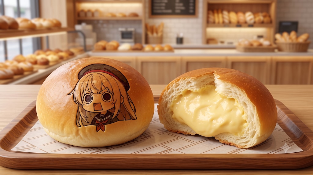 朝食クリームパンを運ぶえらいこっちゃ嬢