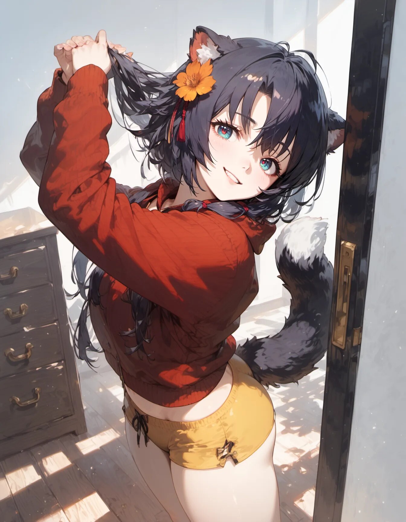 Red Hood and Yellow Shorts