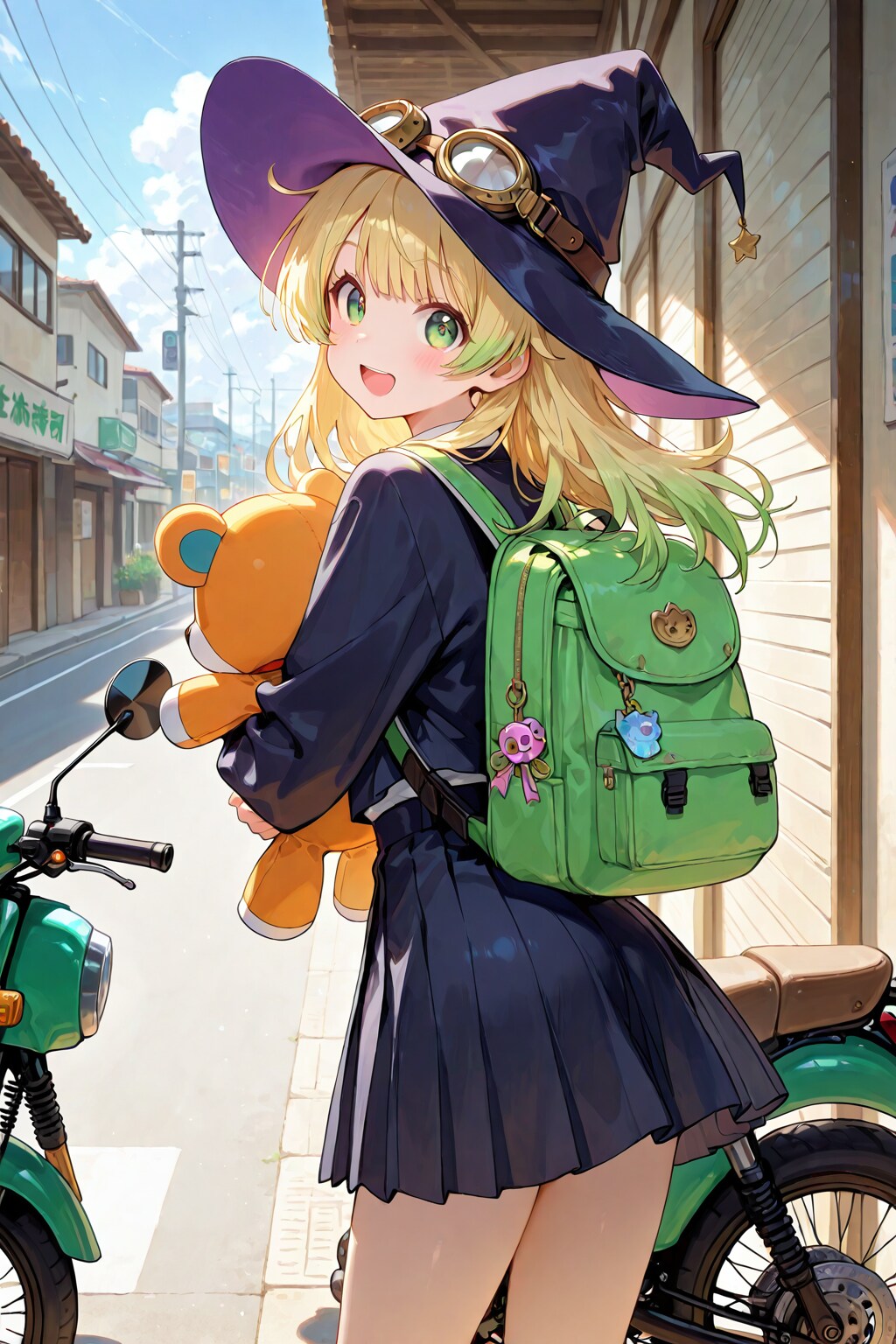 魔女とスクーターとぬいぐるみ