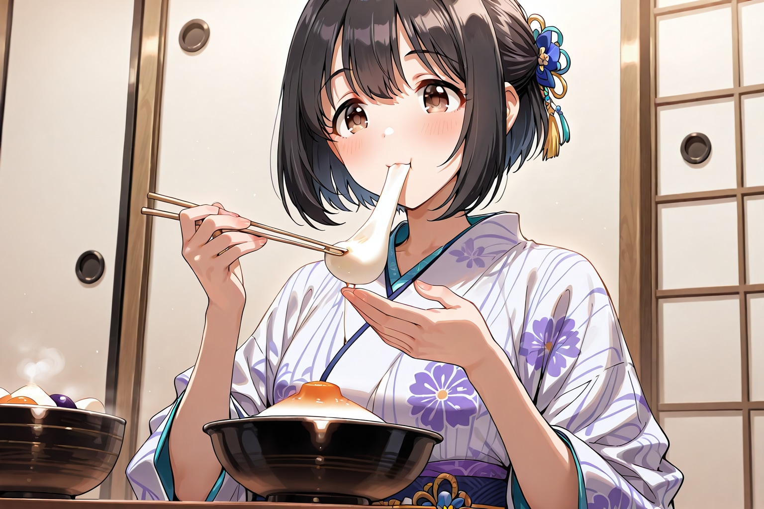 お餅、美味しいですね〜。　…大きいお餅ですね。 | の人気AIイラスト・グラビア