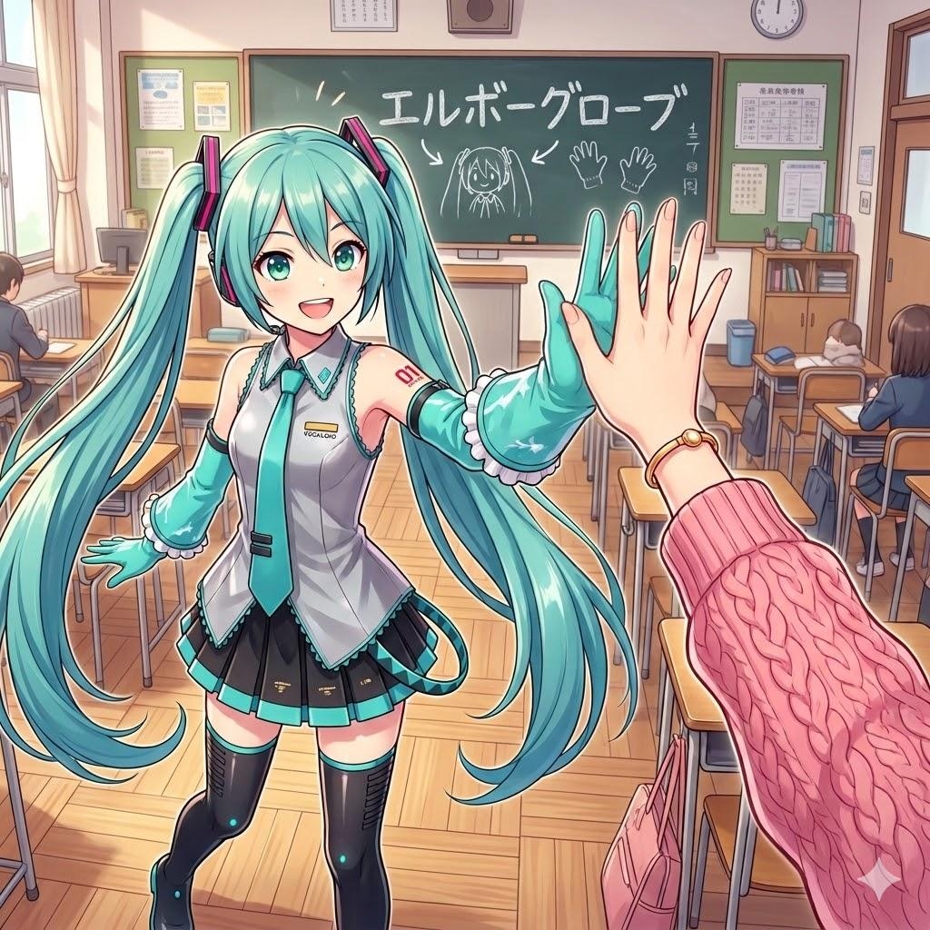 ミクさんとハイタッチ