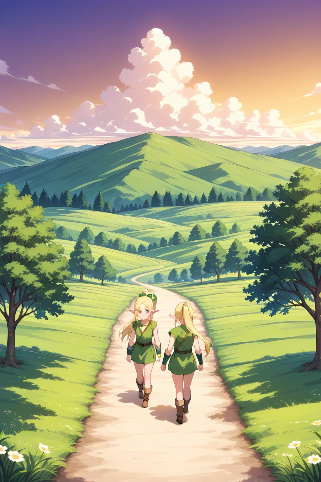 一本道を往くエルフ来るエルフ | の人気AIイラスト・グラビア