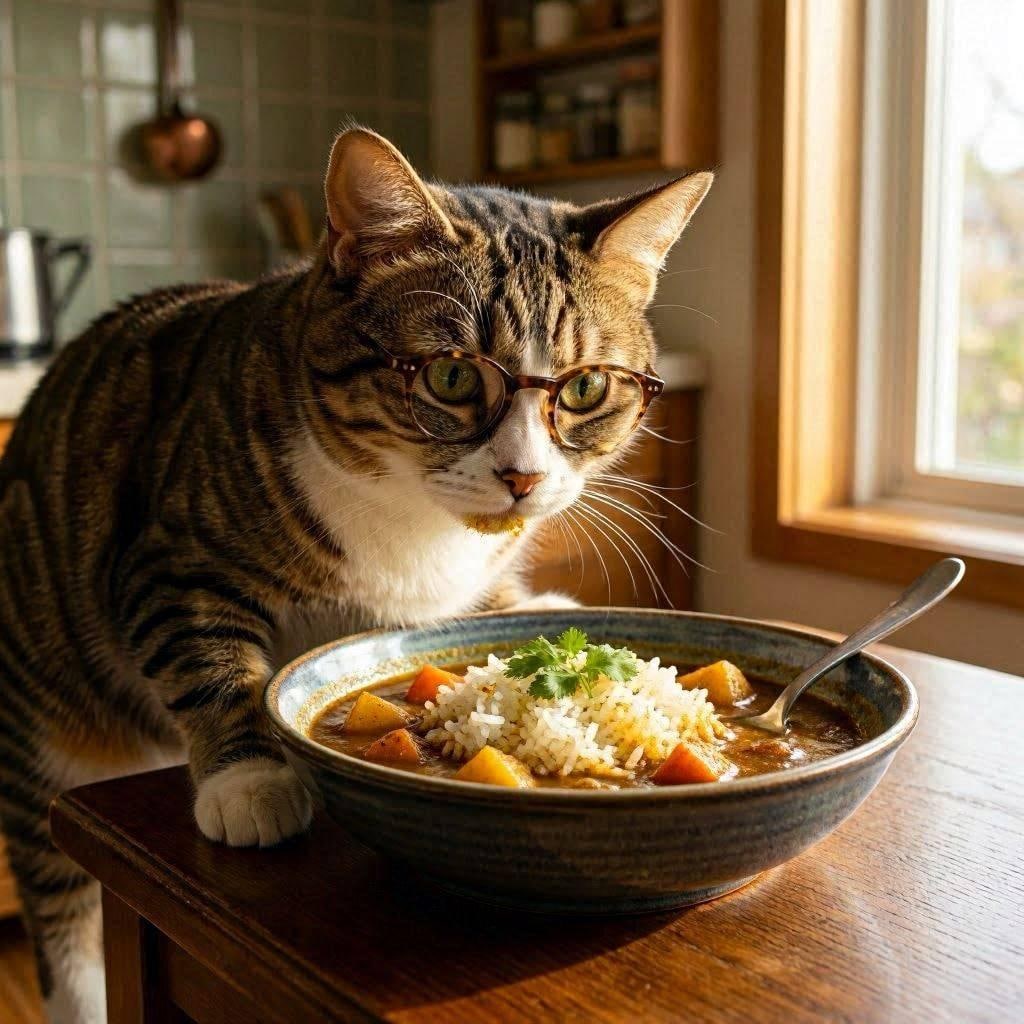 カレーと眼鏡と猫