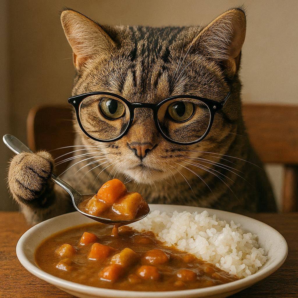 カレーと眼鏡と猫