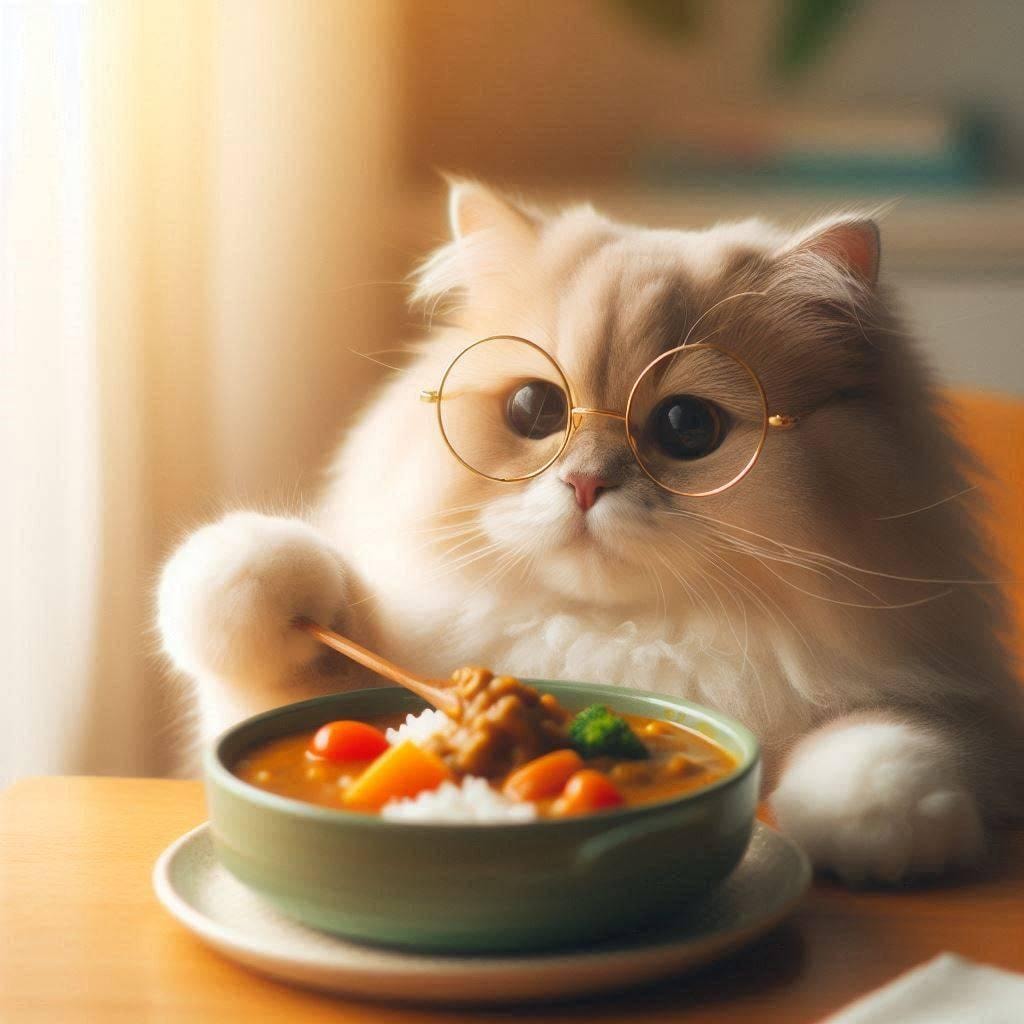 カレーと眼鏡と猫