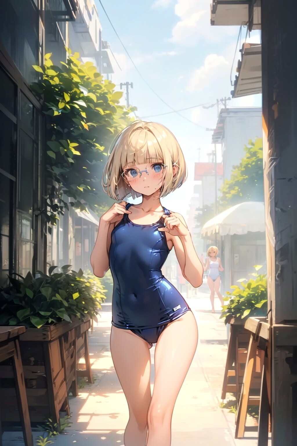 スク水の眼鏡っ娘