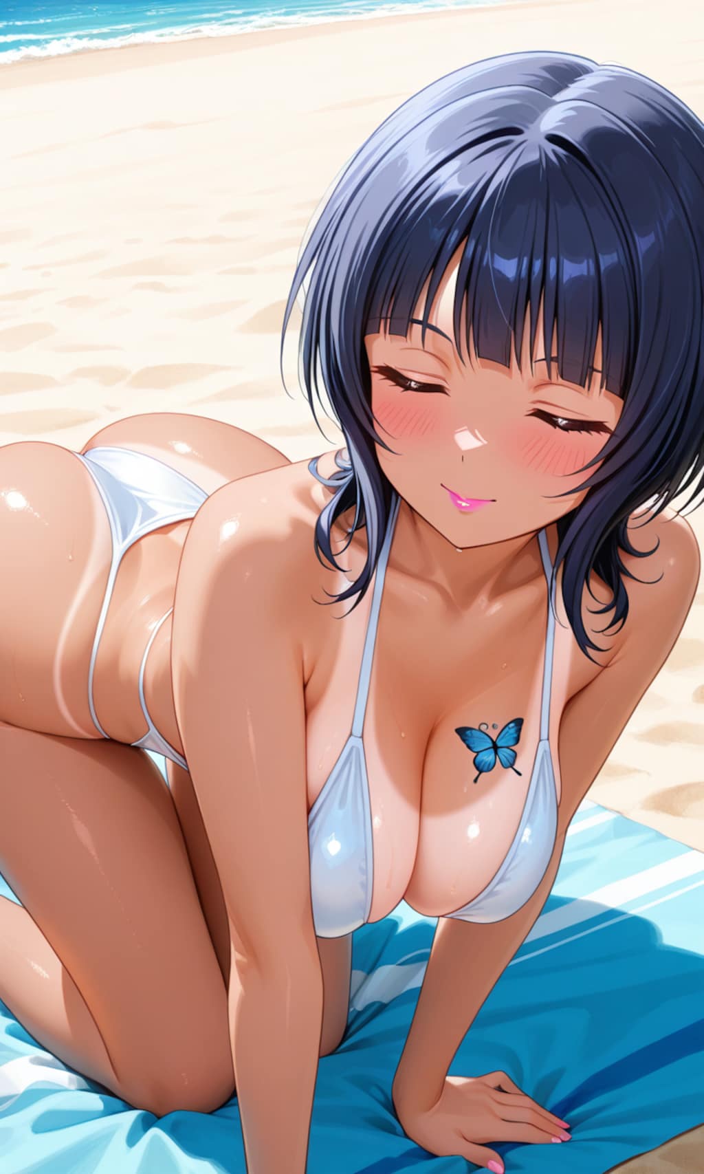 かりんちゃんのはにかみ水着と日焼けあと 白ビキニver. ①