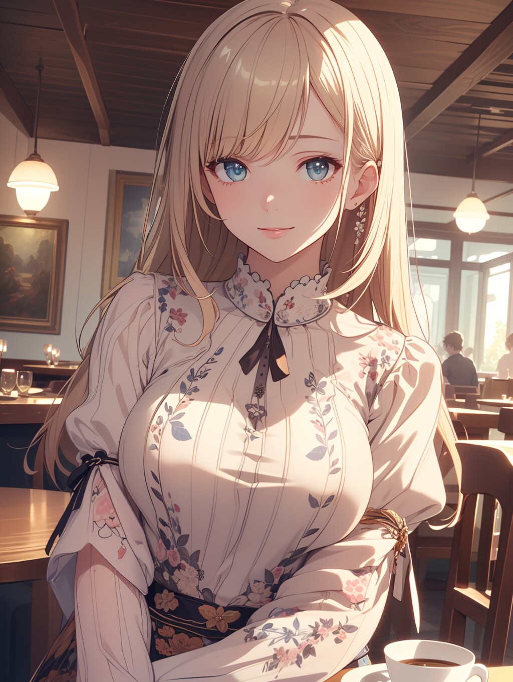 花柄ブラウスの彼女