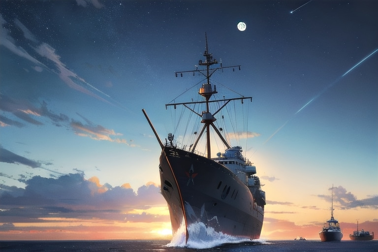 軍艦と夜空 | の人気AIイラスト・グラビア