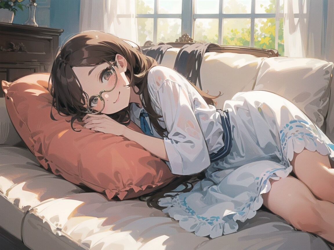 ソファーベッドの“めが×でこ”ちゃん