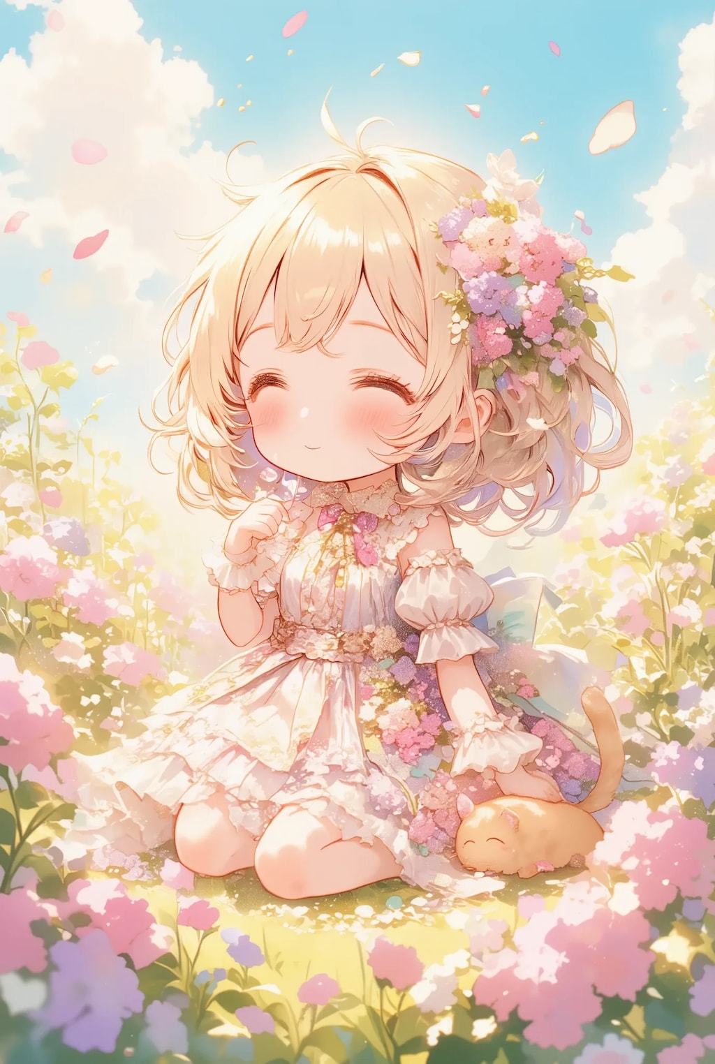 フリフリちゃんとお花畑