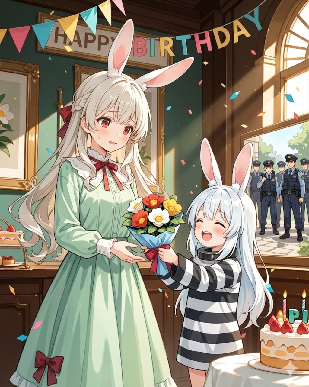 うちのうさぎちゃんが、いわしまんさんちのエリアーヌさんの誕生日のお祝いをしたいそうなのですが・・。😅