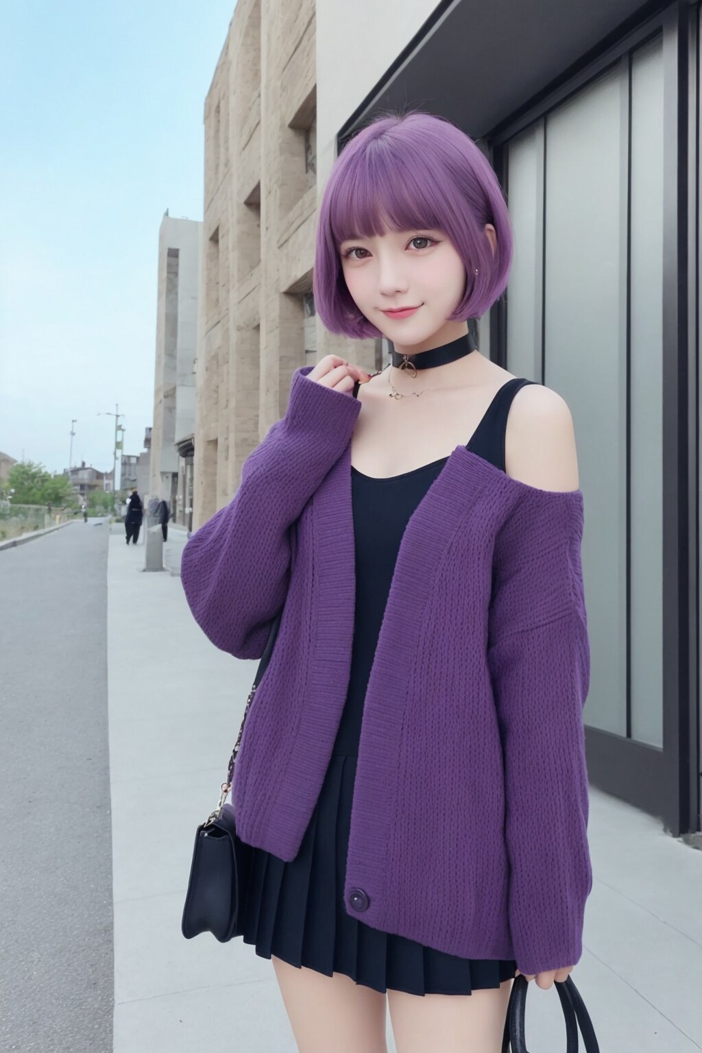 紫髪の人