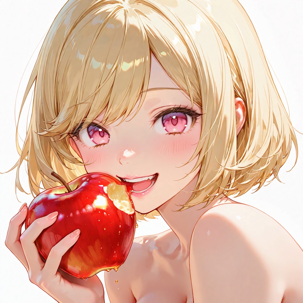 朝、りんごを齧る
