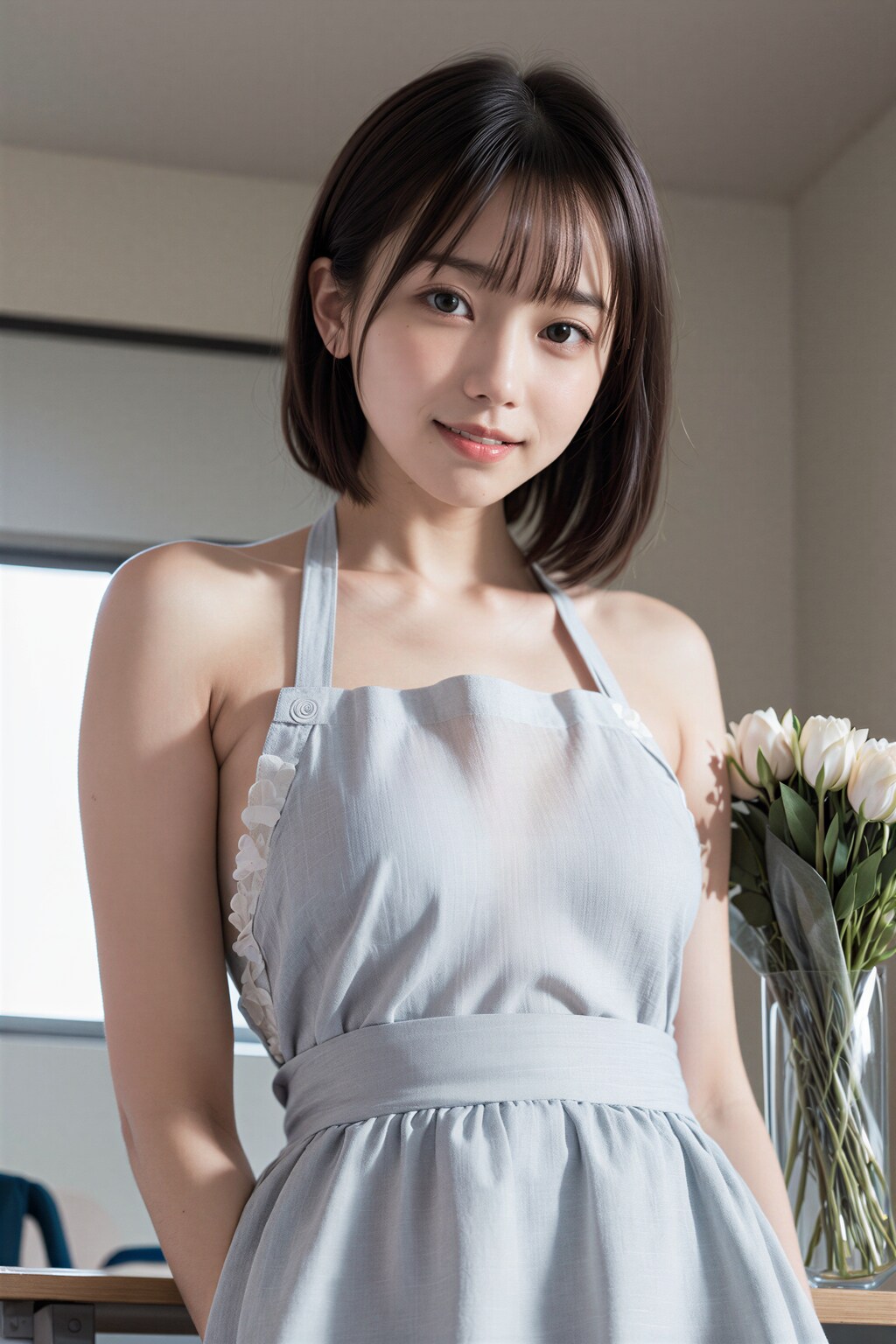 花束をもらう女性