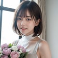 花束をもらう女性 3枚目