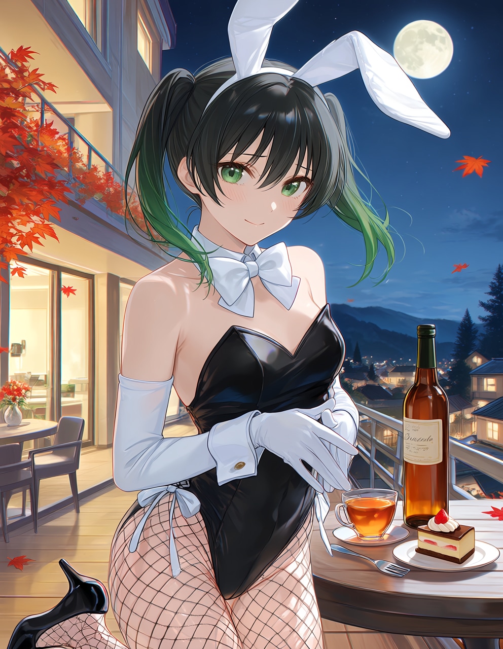 バニーガール衣装のゆうゆと紅葉(PixAI版リメイク)